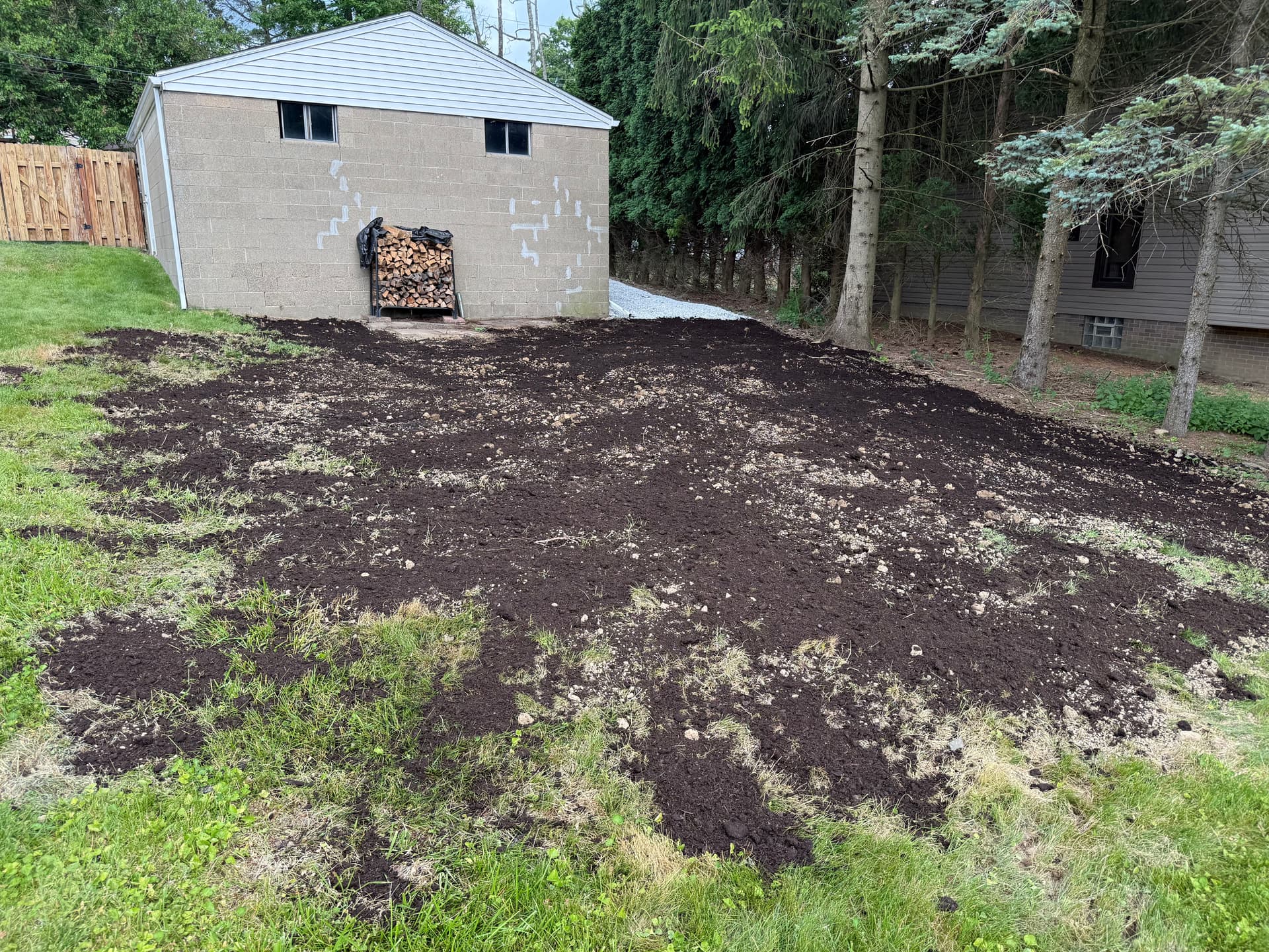 Gallery photos for Pond Removal, Lawn Installation and Extra Parking Added to Backyard: Image #2